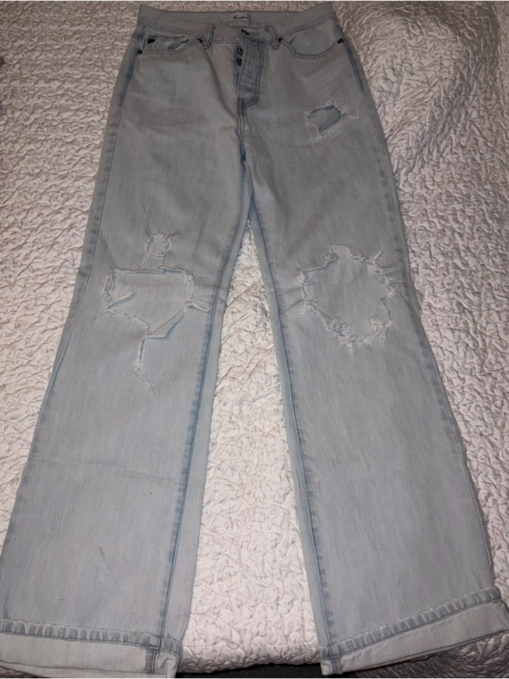 KanCan Light Wash Straight Leg Distressed Jeans